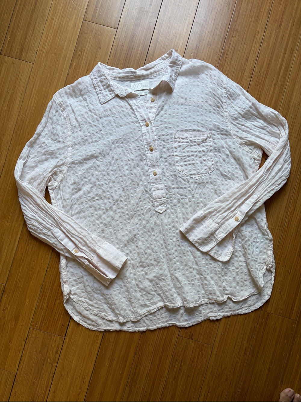 J. Crew Pale Pink Cotton Gauze Button-Down Shirt